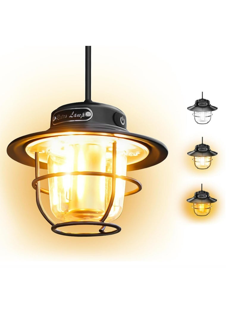 Camping Lantern Rechargeable, Retro Camping Light Portable Waterproof 4 Light Modes - Image 1