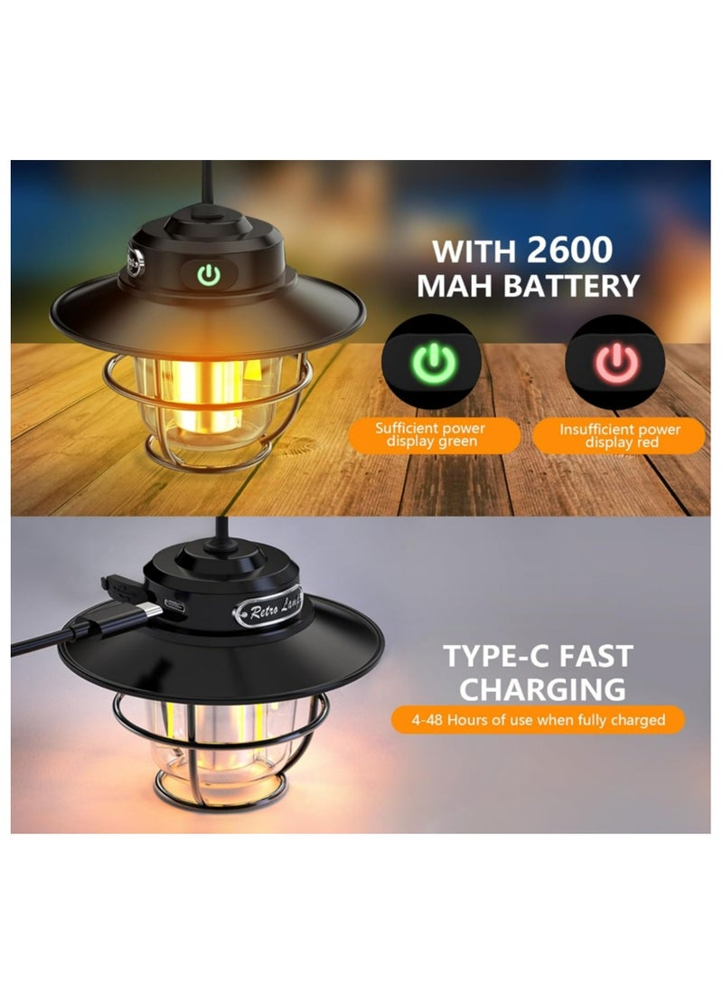 Camping Lantern Rechargeable, Retro Camping Light Portable Waterproof 4 Light Modes - Image 3