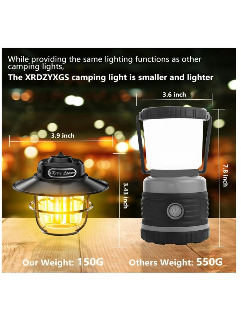 Camping Lantern Rechargeable, Retro Camping Light Portable Waterproof 4 Light Modes - Image 5