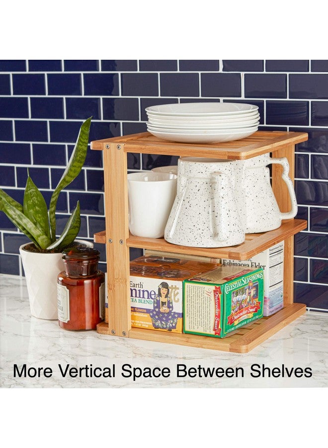 BERYLAND Bamboo Corner Shelf - 3 Tier 10 x 10 inch and 11.5 inches high. Kitchen Cabinet Organizer - Pantry Organization and Storage - Bathroom Countertop Shelves - Image 3