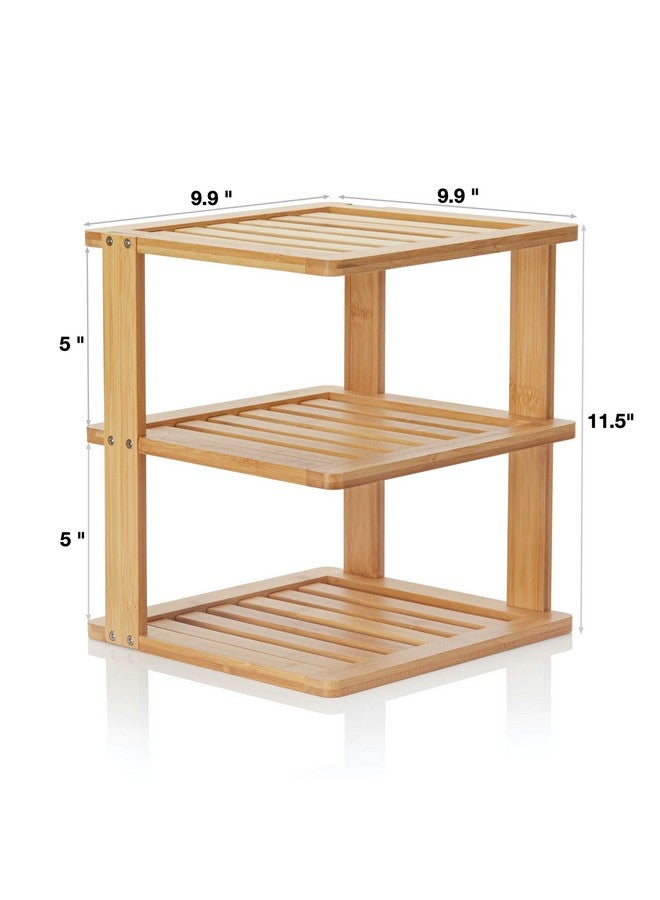 BERYLAND Bamboo Corner Shelf - 3 Tier 10 x 10 inch and 11.5 inches high. Kitchen Cabinet Organizer - Pantry Organization and Storage - Bathroom Countertop Shelves - Image 4