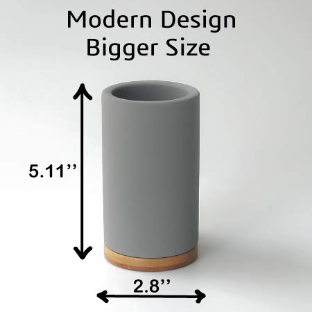 Matani Bamboo Toothbrush Holder Diatomite Tooth Brush Organizer - Storage Stand for Small Bathroom & Counter - Removable Base & Drain Holes, Water-Absorbent & Quick-Drying (Off White & Black) - Image 4
