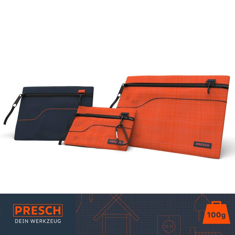 PRESCH مجموعة أكياس أدوات Presch من 3 - حقيبة أدوات صغيرة فارغة مع كارابينر وسحاب - أكياس مع حامل - حقيبة تخزين متعددة الأغراض، منظم - Image 2