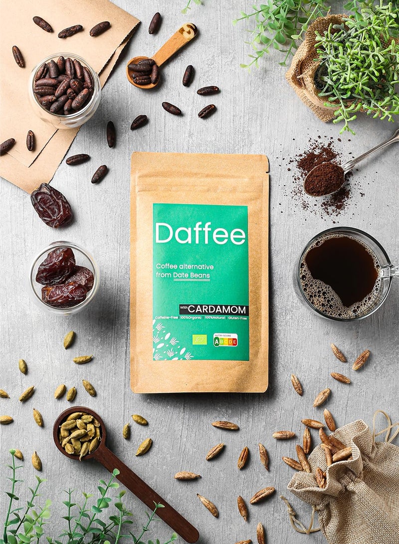 Daffee - Coffee Alternative made from Ground Organic Date Beans | Natural Cardamom | Natural Caffeine Free Coffee Replacement - Decaf Coffee Substitute - No CAF | Nutri Score A (125g) - Image 3