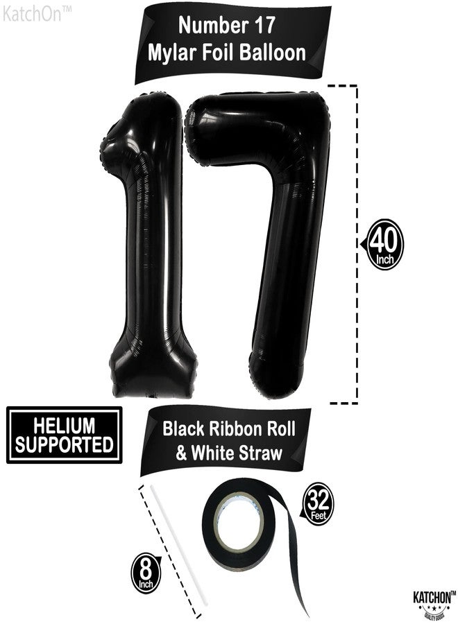KatchOn, Giant Black 17 Balloon Numbers - 40 Inch | Happy 17th Birthday Decorations, 17 Birthday Balloons | Number 17 Balloons for Happy Birthday Decorations | 17 number balloons - Image 4