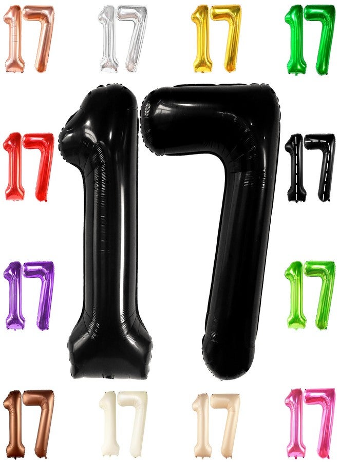KatchOn, Giant Black 17 Balloon Numbers - 40 Inch | Happy 17th Birthday Decorations, 17 Birthday Balloons | Number 17 Balloons for Happy Birthday Decorations | 17 number balloons - Image 1
