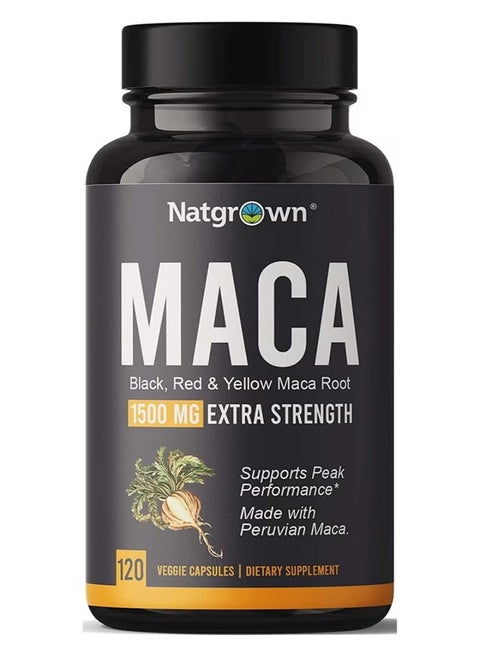 Organic Black Red And Yellow Peruvian Maca Root Extract 1500Mg 120 Capsules
