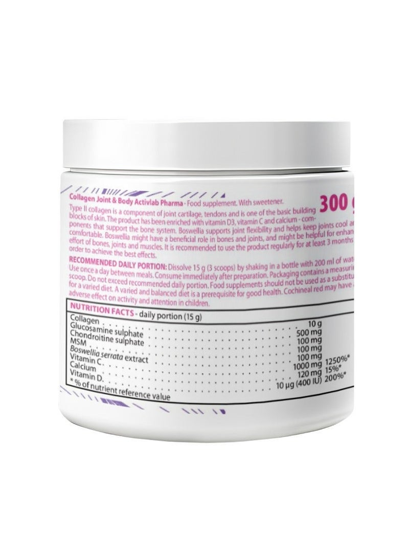 Activlab Pharma Collagen Joint & Body, Raspberry-strawberry flavour, 300g - Image 2