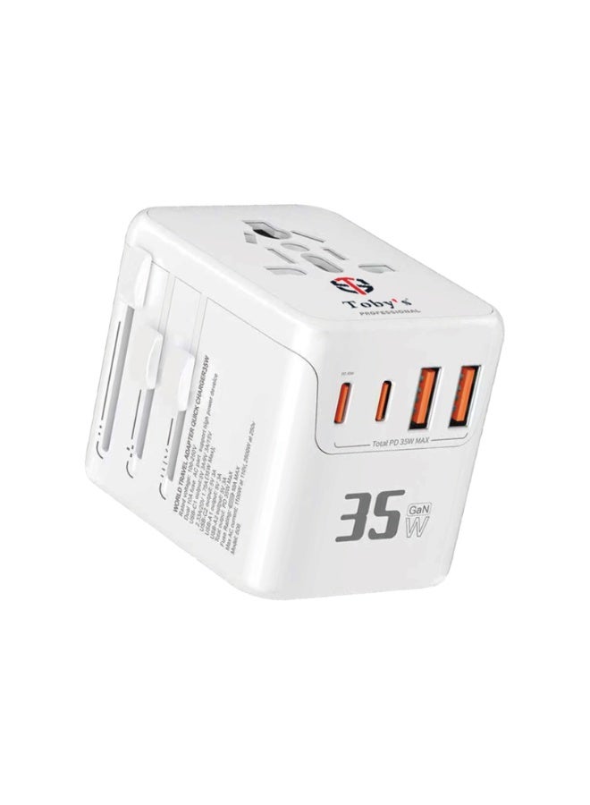 Toby's Toby’s 35W Universal Travel Adapter, International Plug Adaptor with 3 USB C and 2 USB A Charging Ports, Worldwide Power Outlet for AE to European EU US AUS Ireland (Type C, G, A, I) - Image 1