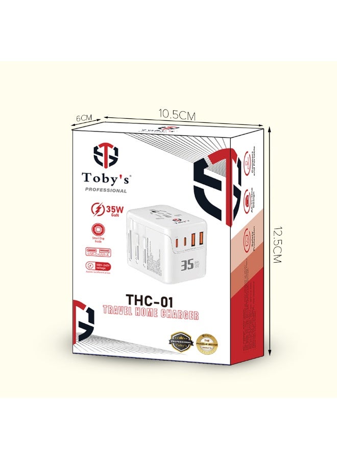 Toby's Toby’s 35W Universal Travel Adapter, International Plug Adaptor with 3 USB C and 2 USB A Charging Ports, Worldwide Power Outlet for AE to European EU US AUS Ireland (Type C, G, A, I) - Image 4