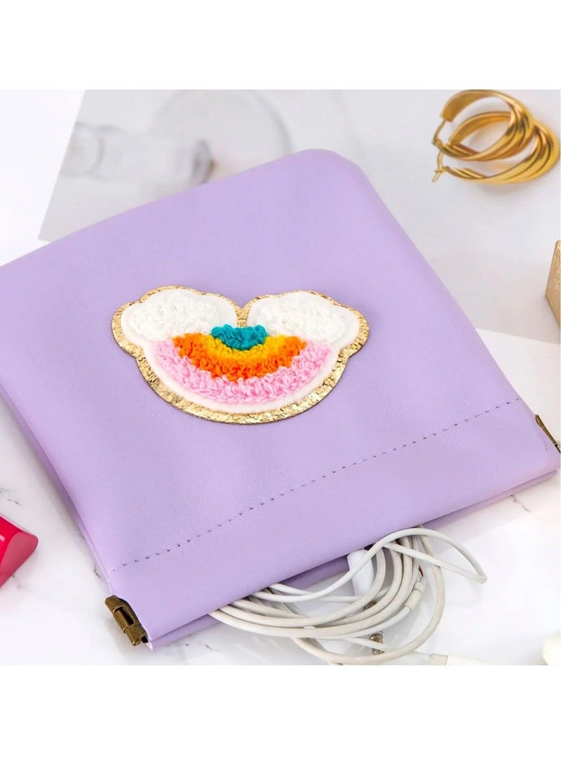 Captaintech 3 Pcs Small Chenille Letter Makeup Bag for Purse, No Zipper Self-closing Travel Kit Storage Bag, Portable Mini Pocket Cosmetic Bag, for Women Girls - Image 4