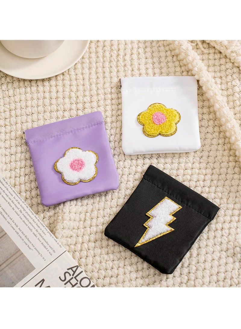 Captaintech 3 Pcs Small Chenille Letter Makeup Bag for Purse, No Zipper Self-closing Travel Kit Storage Bag, Portable Mini Pocket Cosmetic Bag, for Women Girls - Image 5