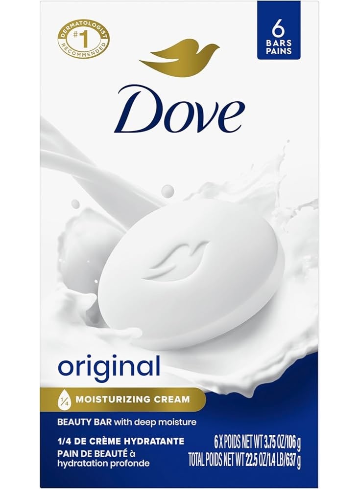 Dove Soap Original Moisturizing Cream Beauty Bar with deep moisture 3.75 Oz pack of 6