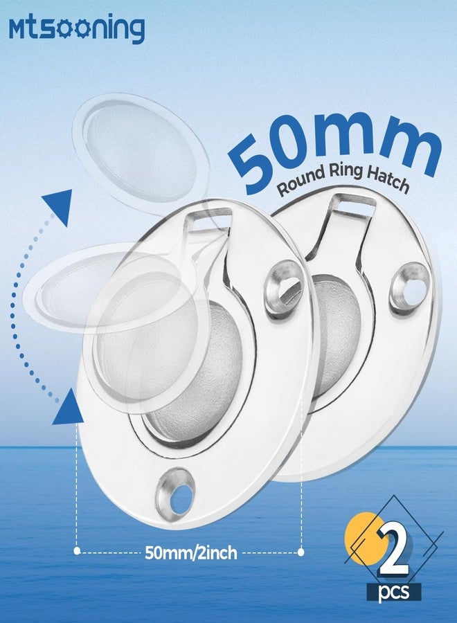 Mtsooning Boat Ring Hatch, 50mm/1.97" Round Steel Flush Pull Latch, Deck Recessed Pull Handle, Marine Lift Ring Locker Hardware for Boat Locker Window Drawer Cupboard - Image 2