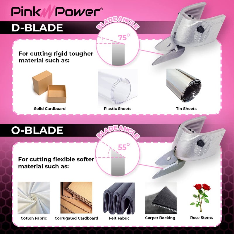Pink Power Cordless Electric Scissors Fabric Cutter for Crafts, Box, Sewing, Carpet, & Scrapbooking - Heavy Duty Professional Rotary Shears Cutting Tool - Automatic Cardboard Cutter Fabric Scissor - Image 5