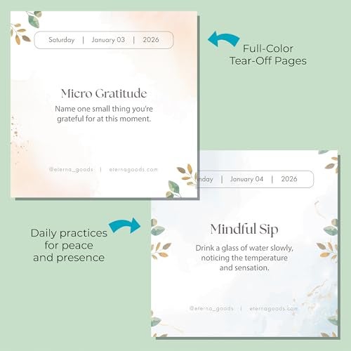 Eterna Goods 2026 Mindfulness Daily Desktop Calendar | Day To Day Tear Off Calendar with 365 Positive Affirmation Exercises for a Year of Calm Self Care, Box Calendar Gift For Women, Christmas Stocking Stuffer Gift for Home or Office - Image 3