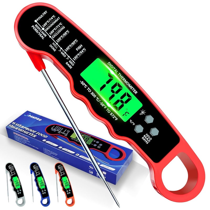 PAWPRO Stocking Stuffers for Men Women Adults: Meat Thermometer Digital, Instant Read Meat Thermometer with Backlight & Magnet for Kitchen, Beef, Grill, Turkey,IP67 Waterproof Cooking Thermometer - Image 1