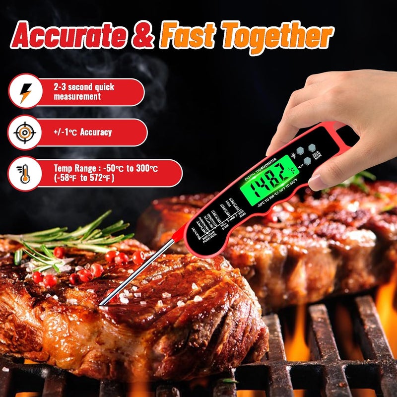 PAWPRO Stocking Stuffers for Men Women Adults: Meat Thermometer Digital, Instant Read Meat Thermometer with Backlight & Magnet for Kitchen, Beef, Grill, Turkey,IP67 Waterproof Cooking Thermometer - Image 2