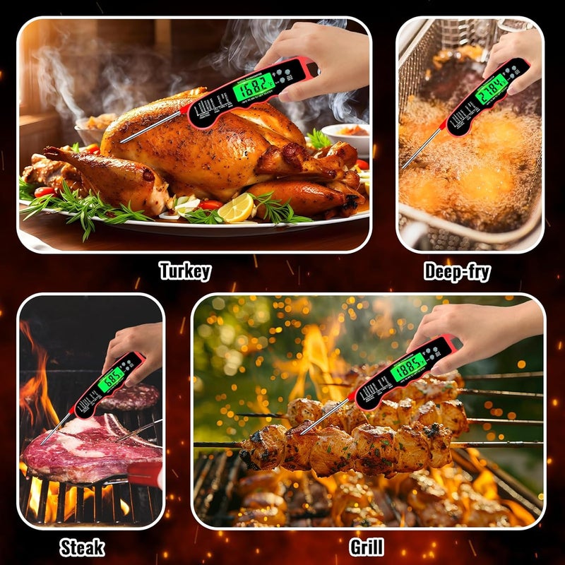 PAWPRO Stocking Stuffers for Men Women Adults: Meat Thermometer Digital, Instant Read Meat Thermometer with Backlight & Magnet for Kitchen, Beef, Grill, Turkey,IP67 Waterproof Cooking Thermometer - Image 3
