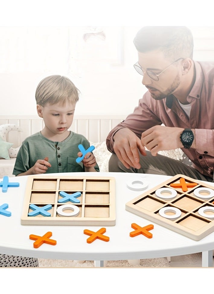 null - Wooden XO Well Shaped Chess For Children's Puzzle, Nine Palace Grid Chess, Parent-child Interaction, Building Blocks, Leisure Battles, Development Game Toys - Image 1