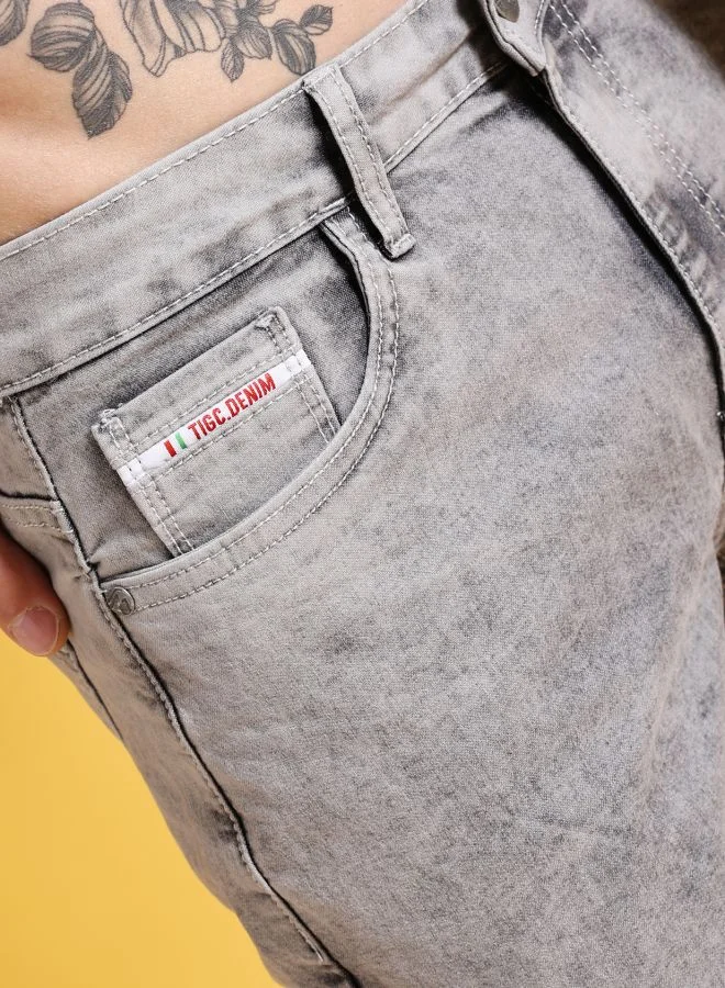 The Indian Garage Co Men Slim Fit Solid Mid-Rise Stretchable Jeans
