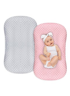 Hooyax Baby Lounger Cover 2 Pack Premium Newborn Lounger Covers, Organic Removable Infant Slipcovers for Baby Nest Lounger, Ultra Soft Snug Fit Infant Lounger Cover for Boys Girls (Pink, Grey)