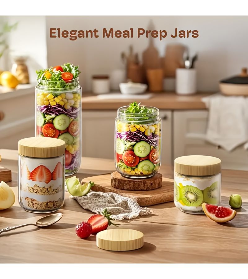 2 Pcs 300ml Glass Cups with Lid for Yogurt Chia Seed Snacks and Spices Kitchen Organization Meal Prep - Image 4