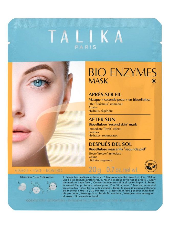 Talika Bio Enzymes After Sun Mask Moisturizing & Soothing Fast Repair Face Mask Biocellulose Sun Care Mask Second Skin Effect Beauty Sheet Mask 20G  - Image 4