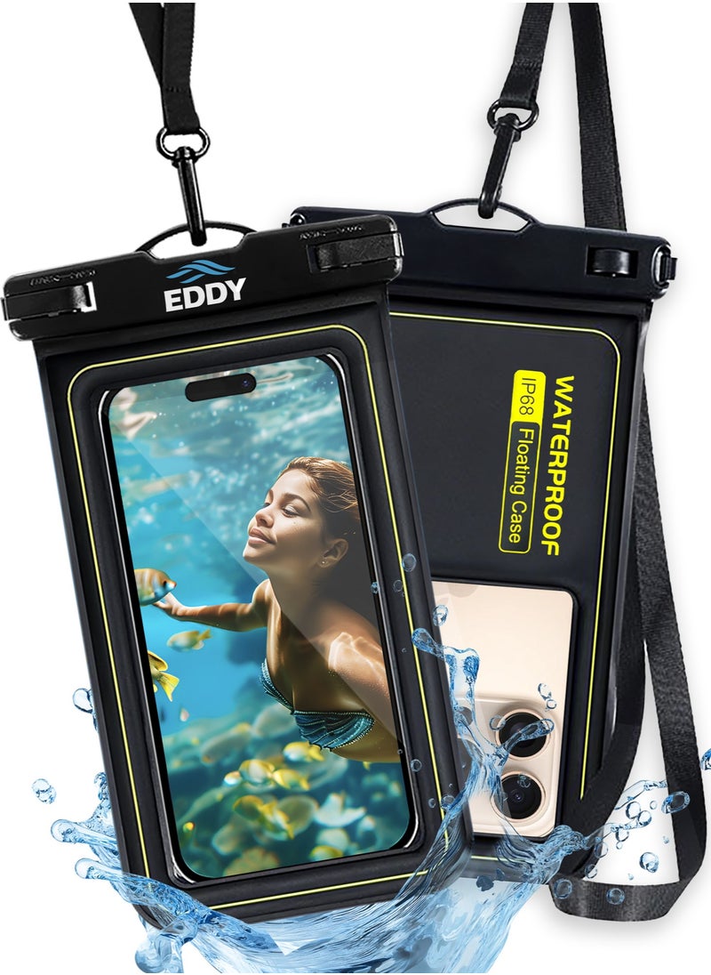 EDDY SPORTS EDDY, Universal Floating Waterproof Phone Case, IP68, Phone Dry Bag Pouch, Sealed, Swimming, Snorkeling, Surfing, for IPhone 16 15 14 13 Pro Max, Samsung S24 S23 S22 Ultra, phones Up to 7in  - Image 1