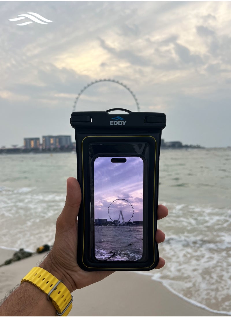 EDDY SPORTS EDDY, Universal Floating Waterproof Phone Case, IP68, Phone Dry Bag Pouch, Sealed, Swimming, Snorkeling, Surfing, for IPhone 16 15 14 13 Pro Max, Samsung S24 S23 S22 Ultra, phones Up to 7in  - Image 3