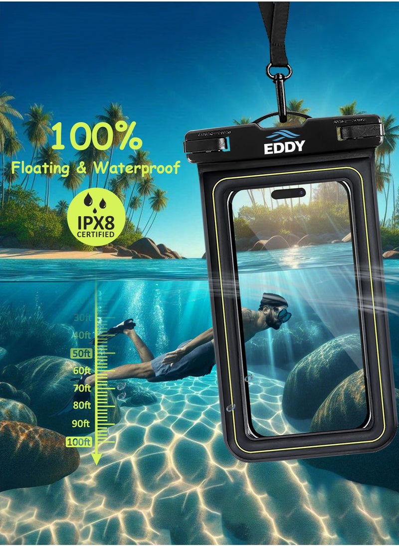 EDDY SPORTS EDDY, Universal Floating Waterproof Phone Case, IP68, Phone Dry Bag Pouch, Sealed, Swimming, Snorkeling, Surfing, for IPhone 16 15 14 13 Pro Max, Samsung S24 S23 S22 Ultra, phones Up to 7in  - Image 4