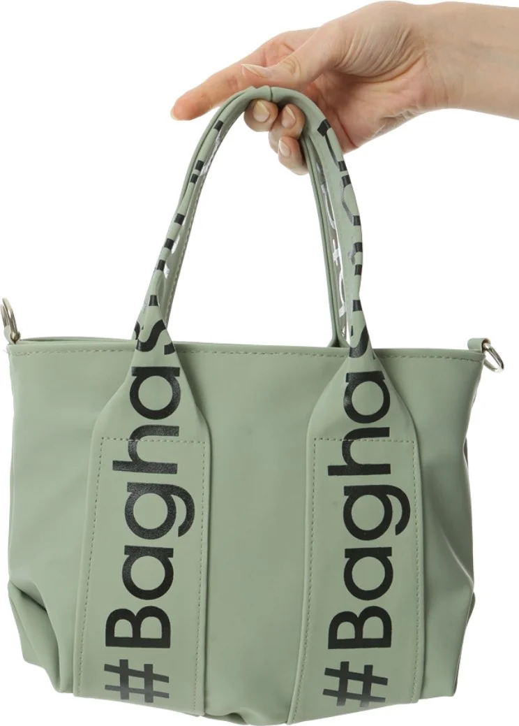 Baghashtag Green Mini Waterproof Handle Written Tote Bag