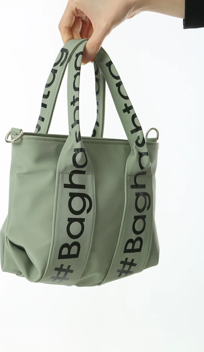 Baghashtag Green Mini Waterproof Handle Written Tote Bag