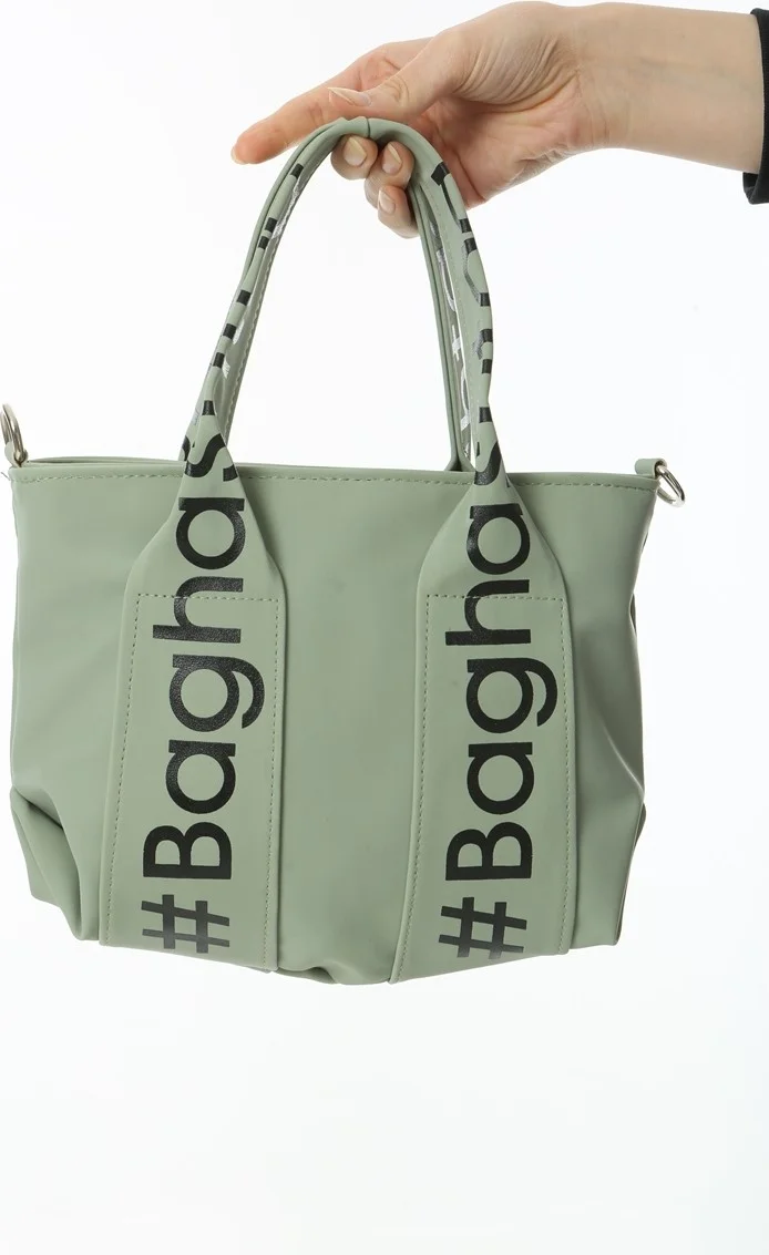 Baghashtag Green Mini Waterproof Handle Written Tote Bag