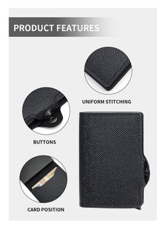 Generic Auto Pop-Up Card Holder, Aluminum Card Holder, RFID Card Holder, Wallet, Men's Simple Credit Card Card Holder (Black)  - Image 2