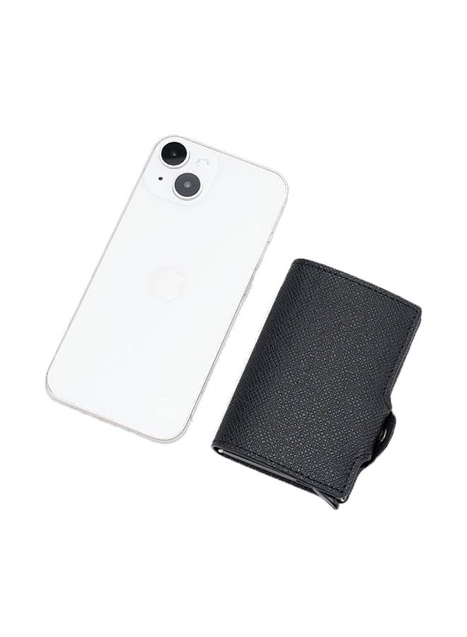 Auto Pop-Up Card Holder, Aluminum Card Holder, RFID Card Holder, Wallet, Men's Simple Credit Card Card Holder (Black)  - Image 3