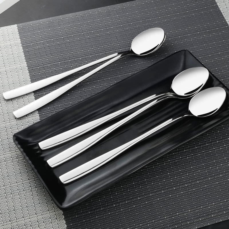 Eagrye Stainless Steel Long Handle Iced Cream Tea Spoon  Set Of 12 - Image 4