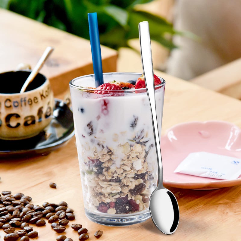 Eagrye Stainless Steel Long Handle Iced Cream Tea Spoon  Set Of 12 - Image 5