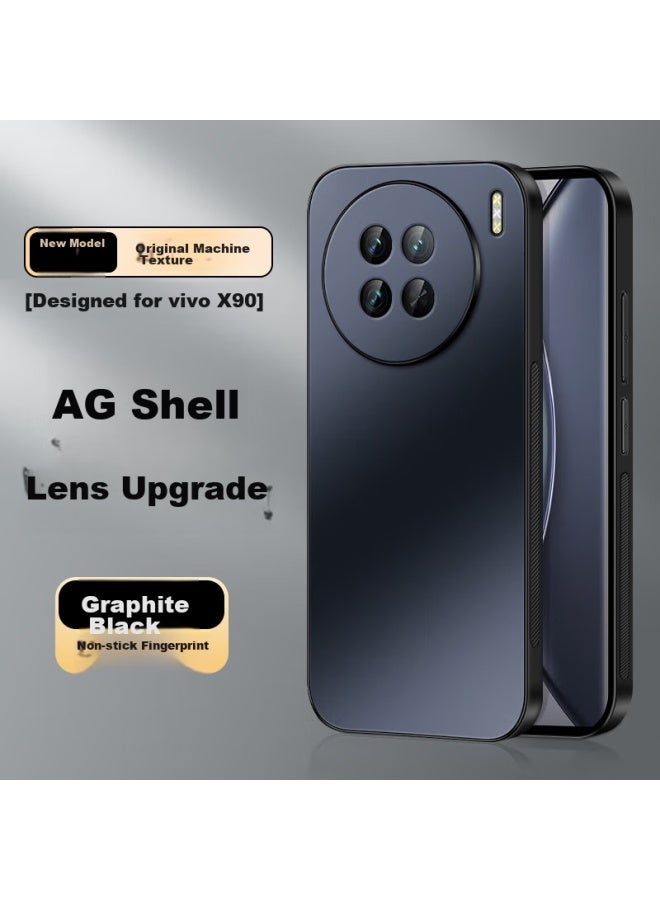 Shangsu, Suitable For Vivox90 Phone Case, Vivox90s Protective Cover, Full Lens Protection, Ag Frosted Anti-drop Soft Case, Vivo Simple Business Style, For Women And Men, Outer Shell, Graphite Black - Image 1