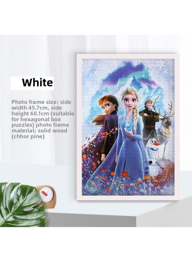 Solid Wood Photo Frame Mounted Creative Picture Frame Wall Hanging 500 Pieces 1000 Pieces Puzzle Special Picture Frame Wooden Exquisite Picture Frame-Color:Hexagon Box 1000 Frame-White - Image 1