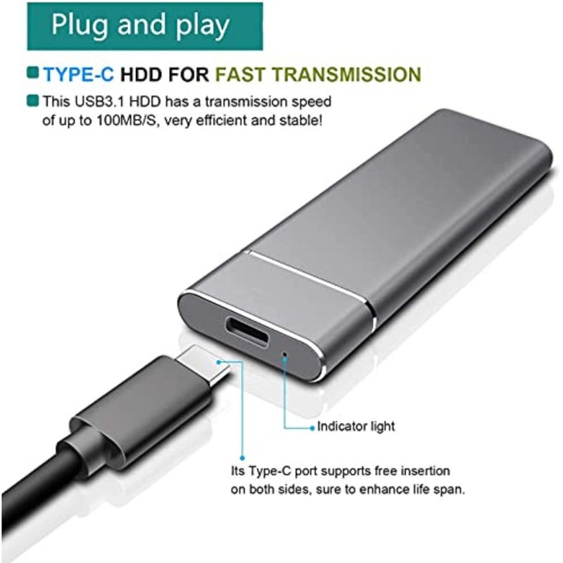 External Hard Drive Type C USB 2.0 Portable 1TB 2TB Hard Drive External HDD Compatible for Mac Laptop and PC 2TB RED-LN2 - Image 4