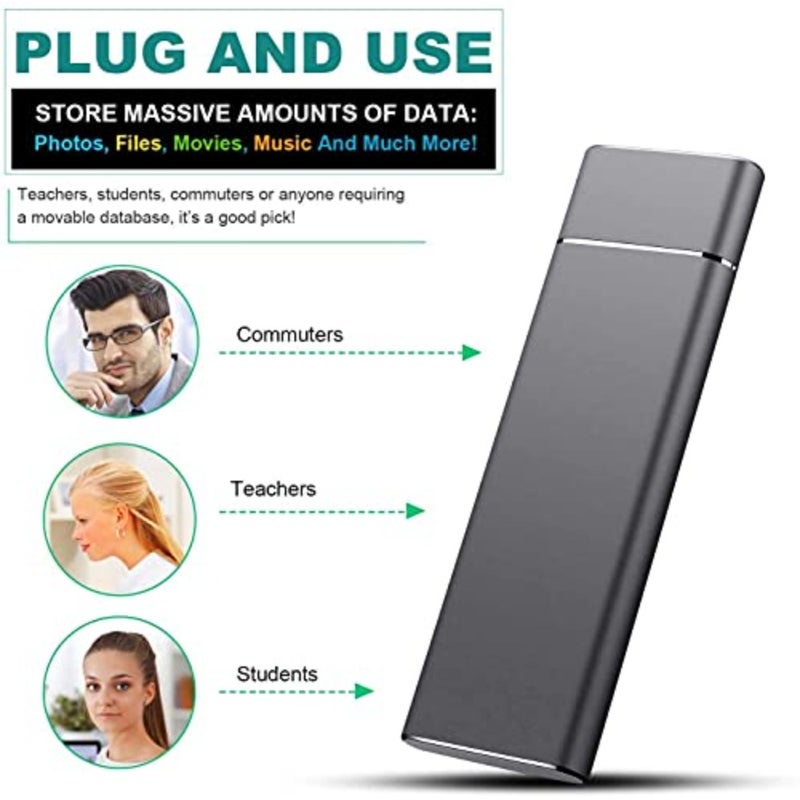 External Hard Drive Type C USB 2.0 Portable 1TB 2TB Hard Drive External HDD Compatible for Mac Laptop and PC 2TB RED-LN2 - Image 3