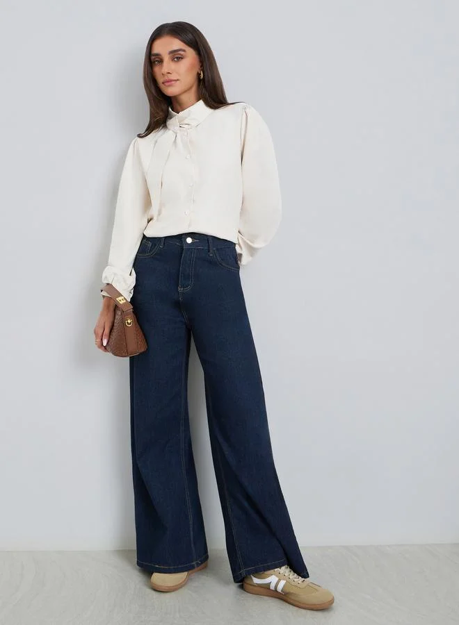 Styli Women White Balloon Sleeve Blouse