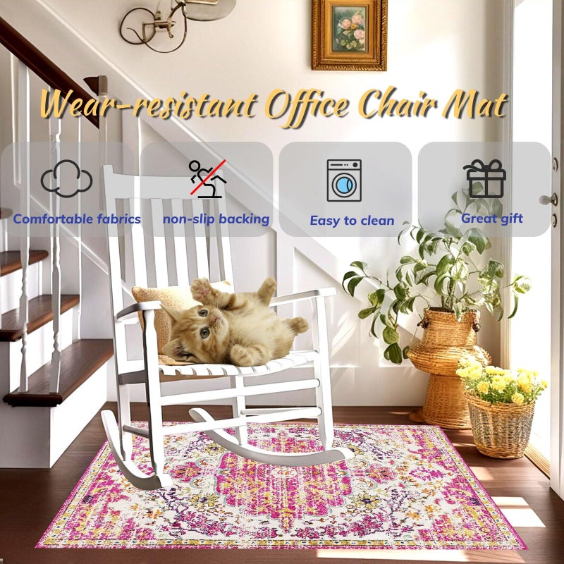 YSYTLCL Office Chair Mat for Hardwood Floor, 36"x48" Anti-Slip Desk Chair Mat for Hard Floors, Under Desk Computer Rug for Rolling Chair, Easy Glide Floor Protector Mat for Home Office(Pink) - Image 3