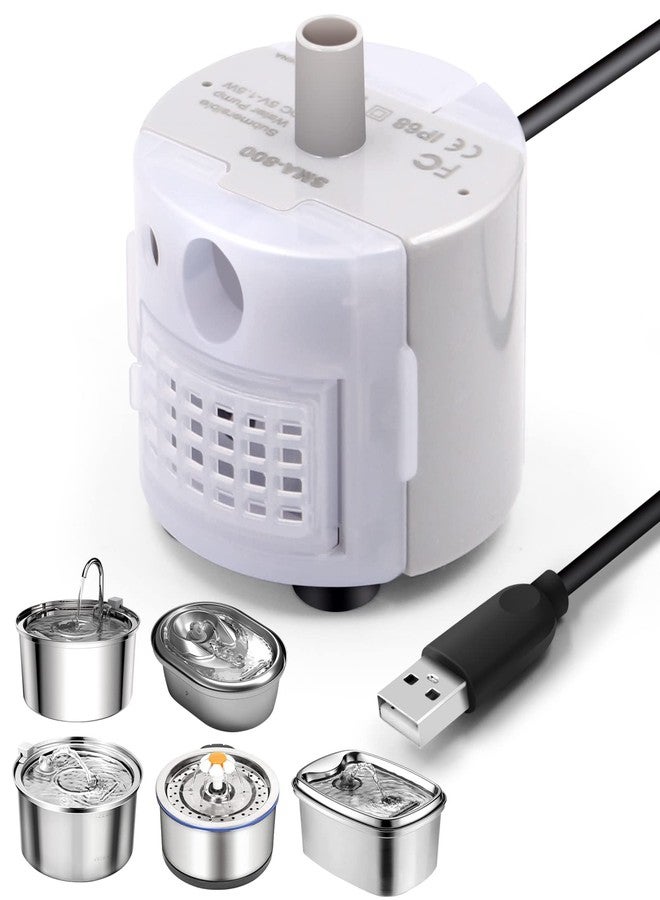 Petilog مضخة نافورة مياه للقطط، مناسبة لنافورات مياه القطط المصنوعة من الفولاذ المقاوم للصدأ سعة 3.2 لتر/108 أونصة و67 أونصة/2 لتر، مضخة نافورة مياه للحيوانات الأليفة من بيتيلوج، مضخة نافورة مياه للقطط فائقة الهدوء - Image 1