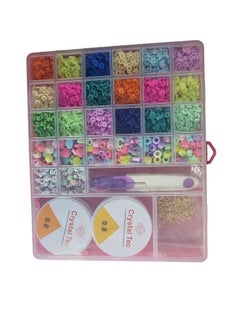 Generic Beads for making jewelry for girls and children, various colors of beads, 8 mm, Heishi, with a set of charms and elastic threads for making jewelry, bracelets and chains  - Image 1