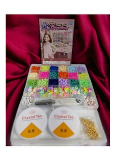 Generic Beads for making jewelry for girls and children, various colors of beads, 8 mm, Heishi, with a set of charms and elastic threads for making jewelry, bracelets and chains  - Image 2