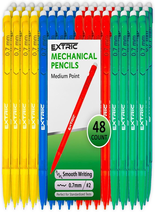 EXTRIC Mechanical Pencils 0.7mm with Erasers, Medium Point Lead, HB #2, Assorted Barrels, 48 Count Bulk Pack for Office and School Supplies - Image 1