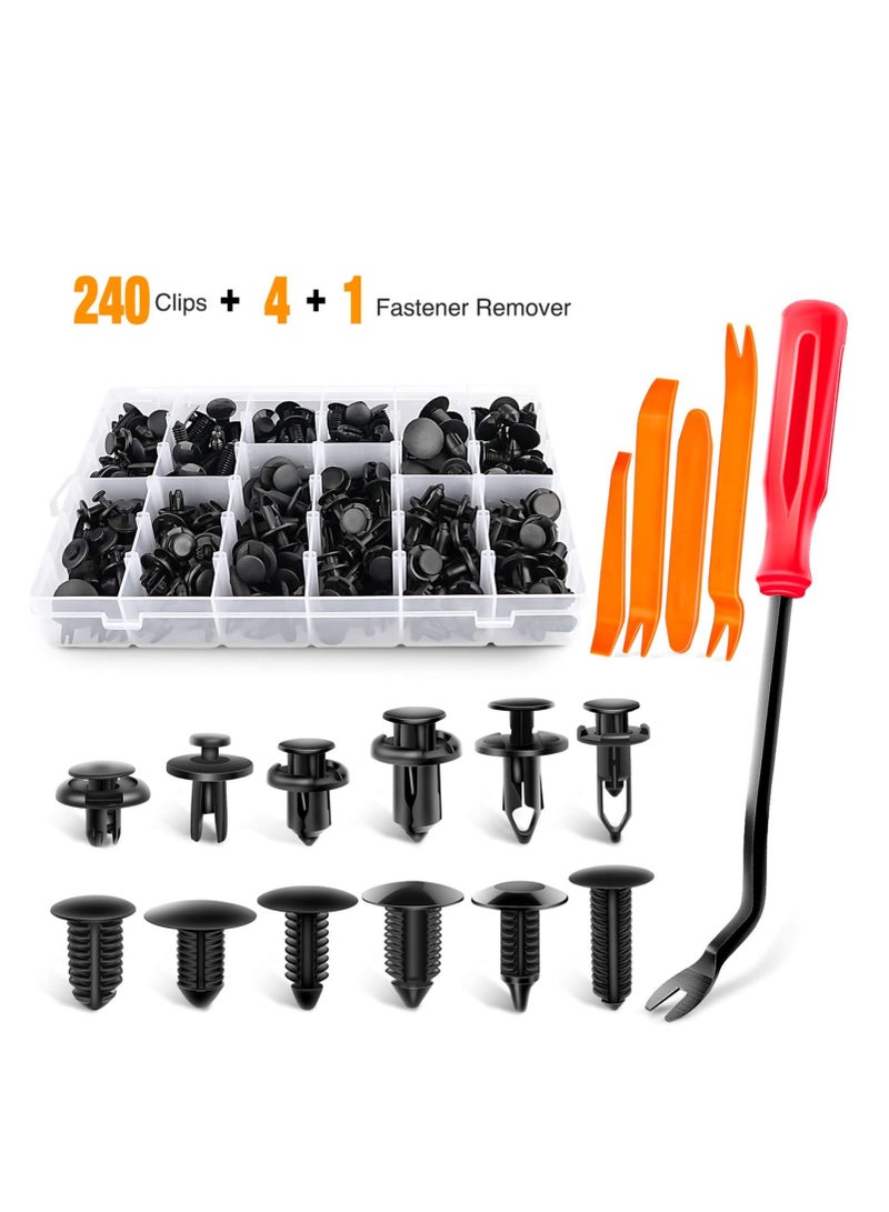 Generic 240PCS Bumper Retainer Clips Car Plastic Rivets Fasteners Push Retainer Kit Most Popular Sizes Auto Push Pin Rivets Set -Door Trim Panel Fender Clips for GM Ford Toyota Honda Chrysler  - Image 2