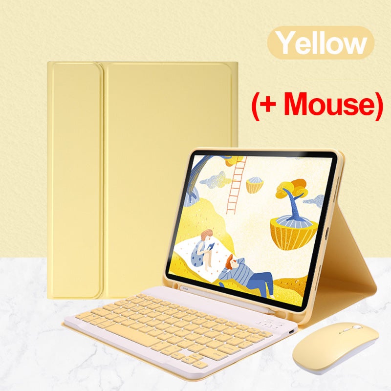 مناسب لجهاز iPad Pro 11 إنش لعام 2021 - حافظة جلدية بلوحة مفاتيح لاسلكية تعمل بالبلوتوث ثنائية الوضع 10 - حافظة جلدية صفراء + لوحة مفاتيح صفراء + أصفر (موديل شحن ثنائي الوضع) - iPad 12.9 إنش لعام 2022/21/2018 متوافق مع الجميع - Image 1
